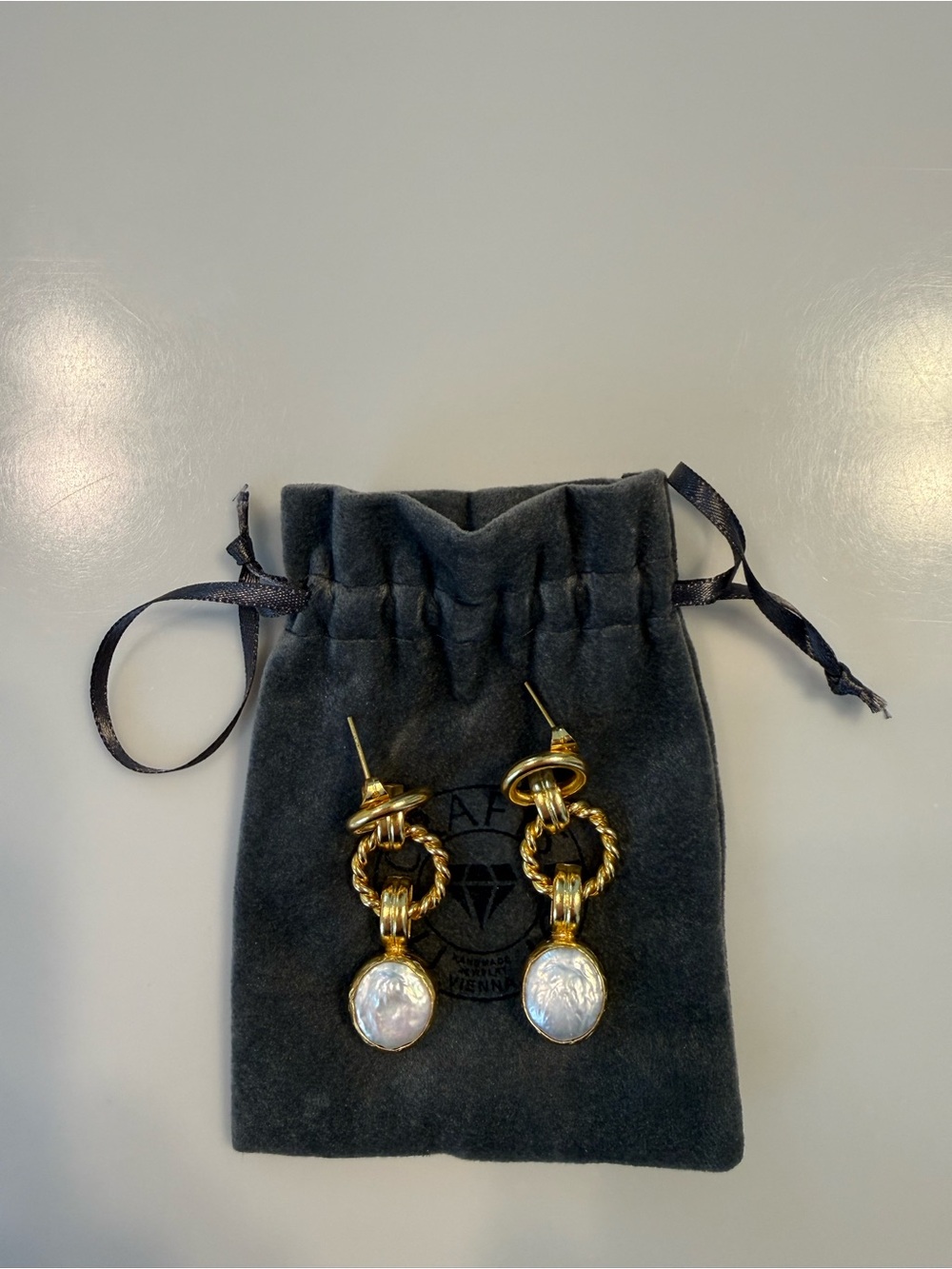 Gold-Tone Pearl Drop Rope Hoop Earrings